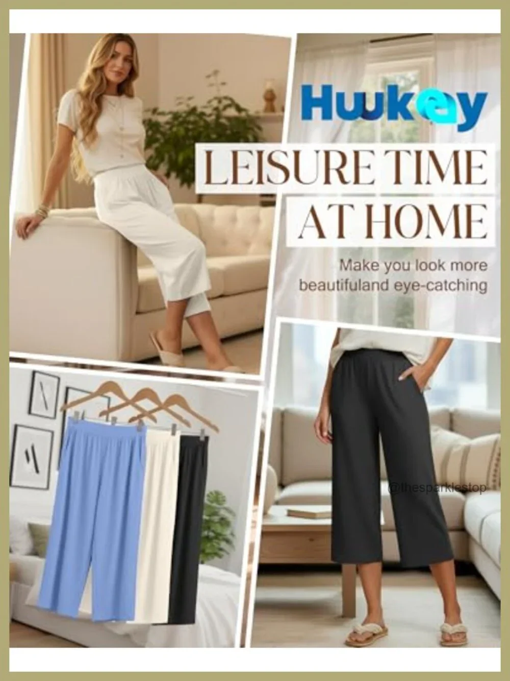 3 Pack Women's Wide Leg Capri Sweatpants with Pockets